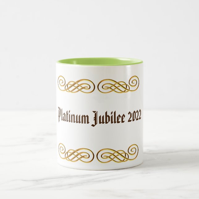 Caneca De Café Em Dois Tons Platinum Jubilee 2022 Dourado (Centro)