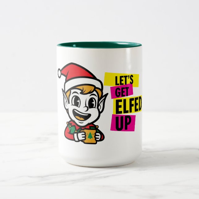 Caneca De Café Em Dois Tons Playful Christmas Elf (Centro)