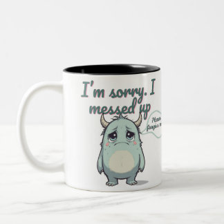 Caneca De Café Em Dois Tons Please Forgive Me – Sad Cute Monster Apology Gift