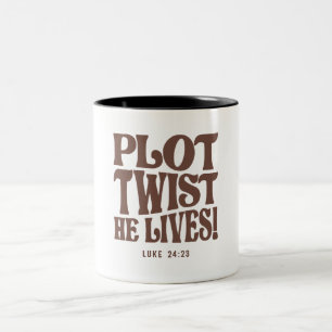Caneca De Café Em Dois Tons Plot Twist Ele Vive Luke 24:23 Bíblia Verse