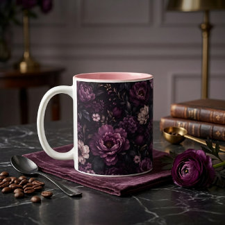 Caneca De Café Em Dois Tons Plum Noir Floral