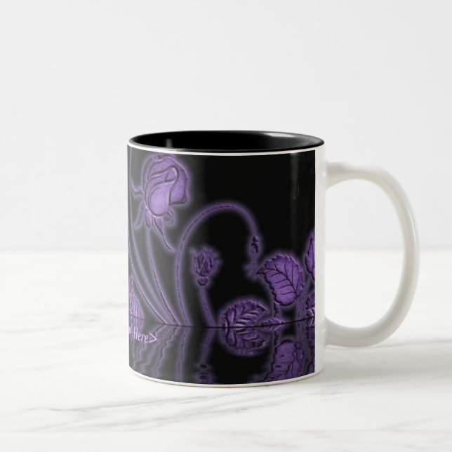 Caneca De Café Em Dois Tons Plum Purple Vines Floral Mug (Direita)