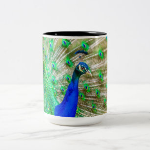 Caneca De Café Em Dois Tons Plumagem de Peacock