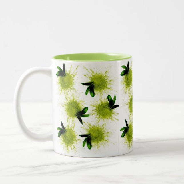 Caneca De Café Em Dois Tons Pó de matcha Mug (Esquerda)