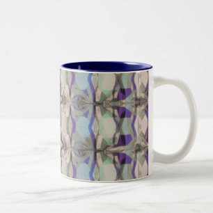 Caneca De Café Em Dois Tons Pó Púrpura, Abstrato verde e azul