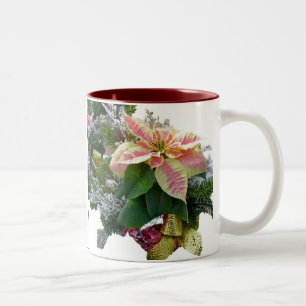 Caneca De Café Em Dois Tons Pobinsettia Floral de Natal Mug