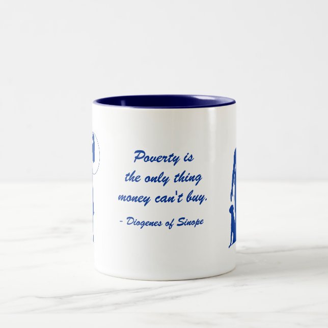 Caneca De Café Em Dois Tons Pobreza de Diogenes (3) (Centro)