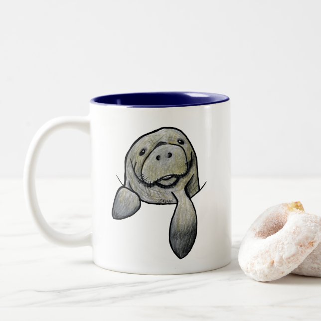 Caneca De Café Em Dois Tons Pocket Manatee KiniArt (Com Donut)
