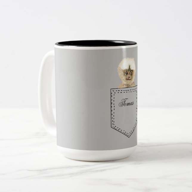 Caneca De Café Em Dois Tons Pocket Monkey (Frente Esquerda)