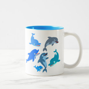 Caneca De Café Em Dois Tons Pod de Golfinho de Cartoon Bonito