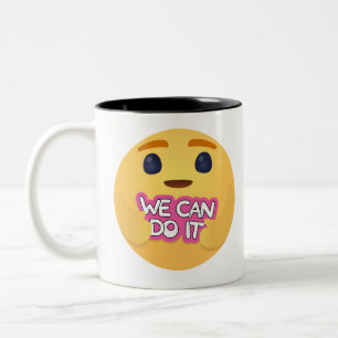 Caneca De Café Em Dois Tons Podemos Fazê-Lo Importando Emojis