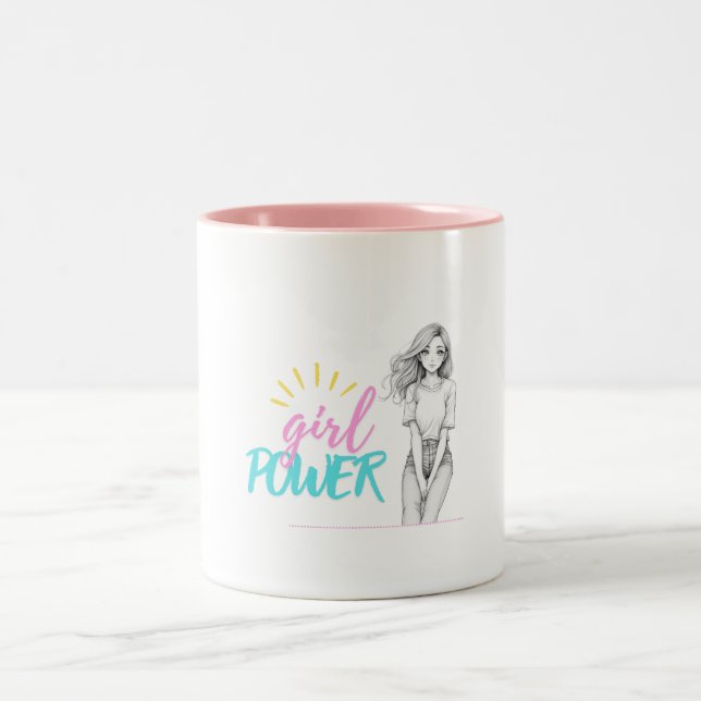 Caneca De Café Em Dois Tons Poder da Menina | Coffee Mug (Centro)