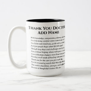 Caneca De Café Em Dois Tons Poema de Agradecimento ao Médico