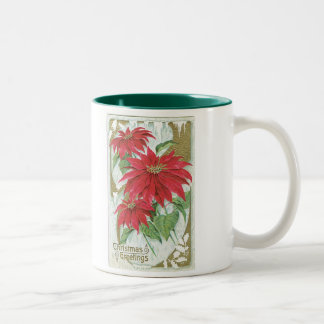 Caneca De Café Em Dois Tons Poinsétia antiquado do Natal
