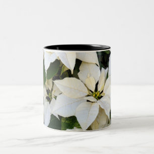 Caneca De Café Em Dois Tons Poinsétias brancas