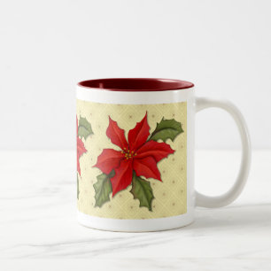 Caneca De Café Em Dois Tons Poinsettia Christmas