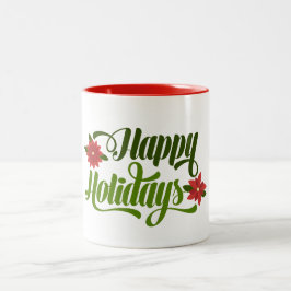 Caneca De Café Em Dois Tons Poinsettia de Férias Felizes
