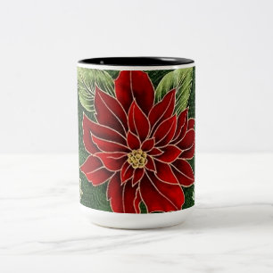 Caneca De Café Em Dois Tons Poinsettia de Natal Elegante Coffee Mug
