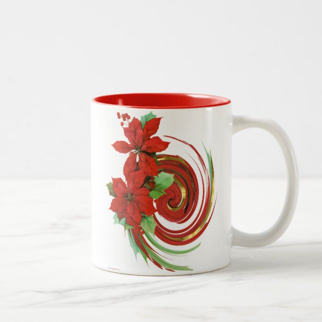 Caneca De Café Em Dois Tons Poinsettia Swirl (Direita)