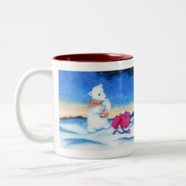 Caneca De Café Em Dois Tons Polar Bear Cub Coelhinho Enchido