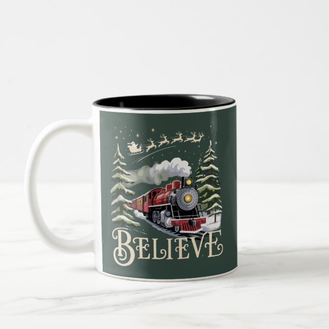 Caneca De Café Em Dois Tons Polar Express Natal Gift Acredita no Natal (Esquerda)
