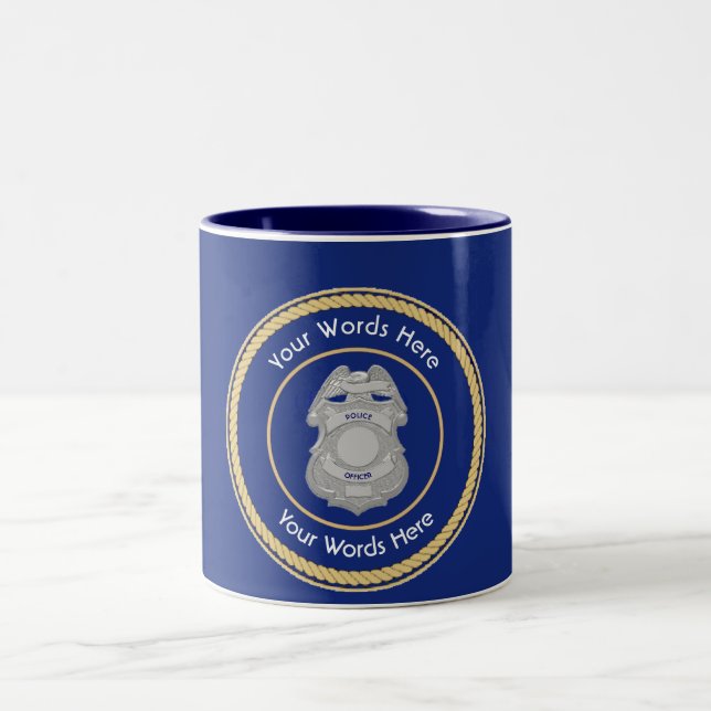 Caneca De Café Em Dois Tons Polícia Crachá Universal Shield Mug (Centro)