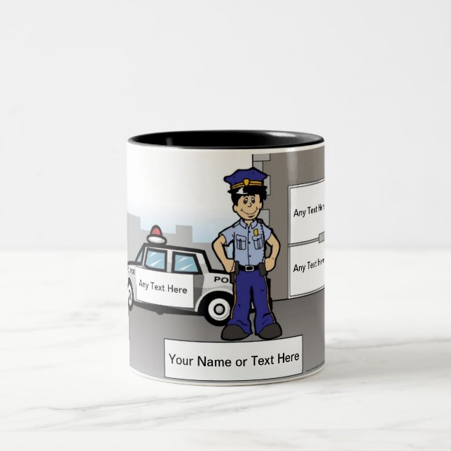 Caneca De Café Em Dois Tons Policial Personalizado - Cartoon Masculino (Centro)