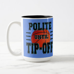 Caneca De Café Em Dois Tons Polite Até Desligar Humor De Basquete