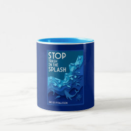 Caneca De Café Em Dois Tons Poluição no mar de ponta