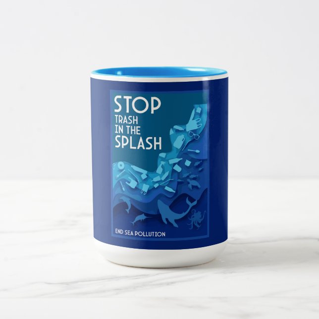 Caneca De Café Em Dois Tons Poluição no mar de ponta (Centro)