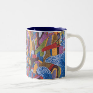 Caneca De Café Em Dois Tons Polvo espacial, Abstrato Art Mug