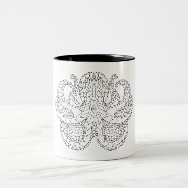 Caneca De Café Em Dois Tons Polvo modelado étnico (Centro)