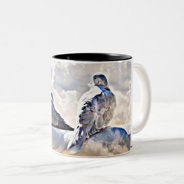 Caneca De Café Em Dois Tons Pombas no copo de café dos céus/caneca (Frente Esquerda)