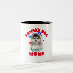 Caneca De Café Em Dois Tons Pomsky Mãe Cachorro Melhor Cachorro Mãe