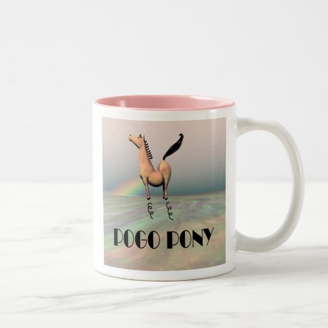 Caneca De Café Em Dois Tons Pônei de Pogo do potro de Caffeinated (Direita)