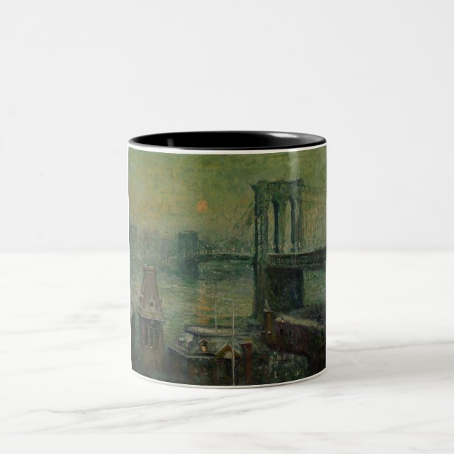 Caneca De Café Em Dois Tons Ponte Brooklyn (Landmark Nova Iorque) (NYC) (Centro)
