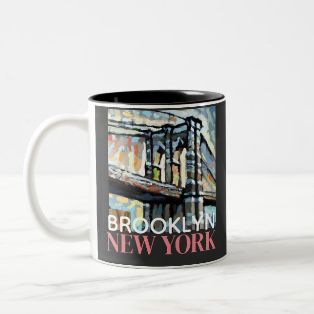 Caneca De Café Em Dois Tons Ponte Brooklyn Nova York (Esquerda)