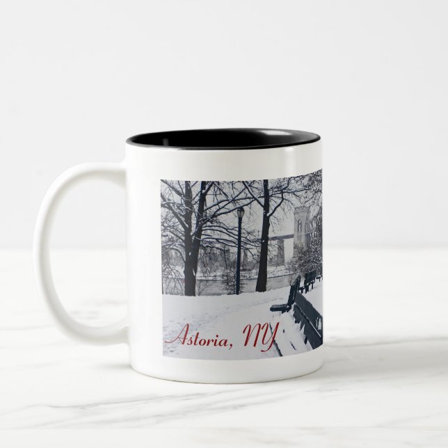 Caneca De Café Em Dois Tons Ponte Hellgate, Astoria, NY Coffee Mug (Esquerda)