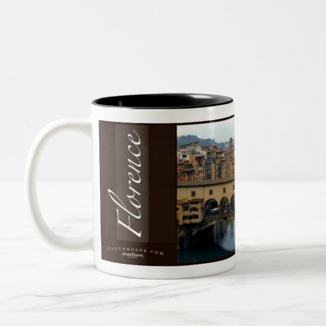 Caneca De Café Em Dois Tons Ponte Vecchio, Florença, Italia (Esquerda)