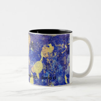 Caneca De Café Em Dois Tons Ponto alaranjado, roxo e abstrato do ouro na