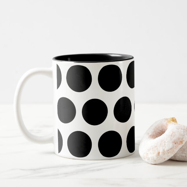 Caneca De Café Em Dois Tons Pontos Grandes (Com Donut)