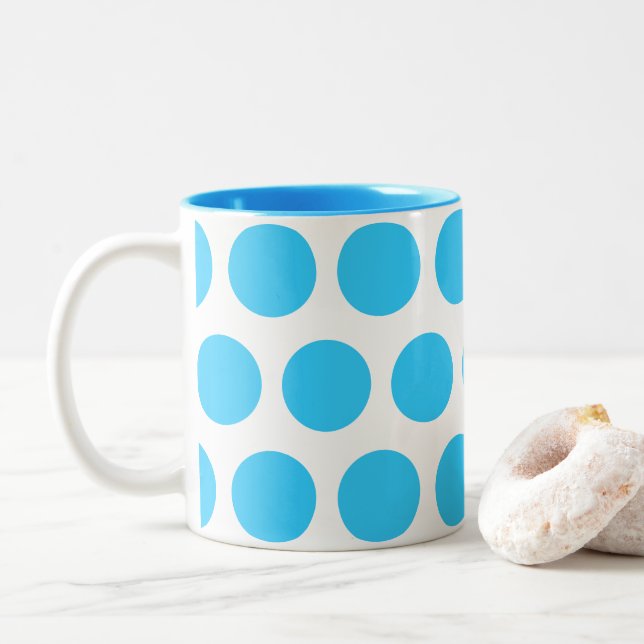 Caneca De Café Em Dois Tons Pontos Grandes (Com Donut)