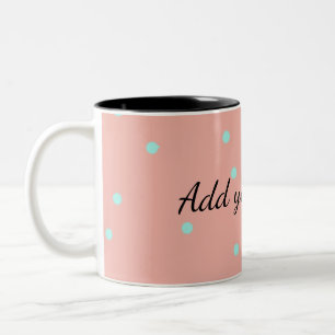 Caneca De Café Em Dois Tons Pontos polka azul laranja abstrato adicionar nome
