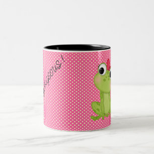 Caneca De Café Em Dois Tons Pontos Polka, Sapo Bonito-Mensagem motivacional