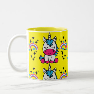 Caneca De Café Em Dois Tons Pony Amarelo Unicorn