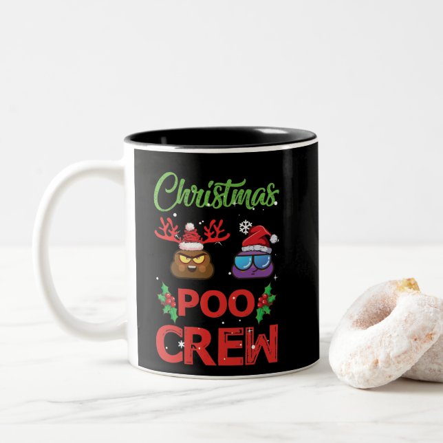 Caneca De Café Em Dois Tons Poo de Natal Emoji (Com Donut)