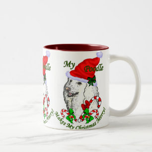 Caneca De Café Em Dois Tons Poodle Christmas Gifts