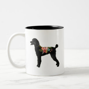 Caneca De Café Em Dois Tons Poodle Dog Brey Boho Silhouette Floral Standard
