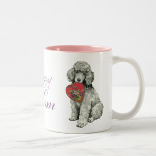 Caneca De Café Em Dois Tons Poodle Heart Mãe