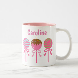 Caneca De Café Em Dois Tons Pop De Bolo Rosa Ilustrado Personalizados